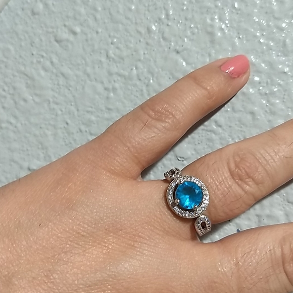 NEW Sterling Ring blue💙stone 925 - Picture 3 of 10